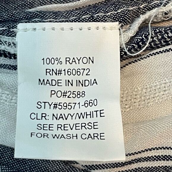 Blue Island Striped Beach Dress Cover-Up White Navy Blue Knit Bell Sleeve Front - Picture 7 of 8